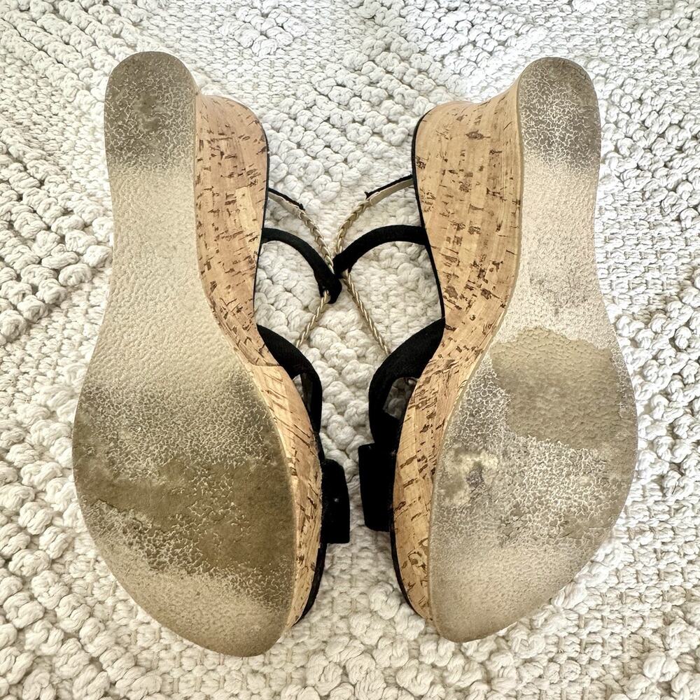 Steve Madden Women's Black Rope Espadrille Cork Wedge Sandal Size 6 Ankle Strap - Picture 11 of 14